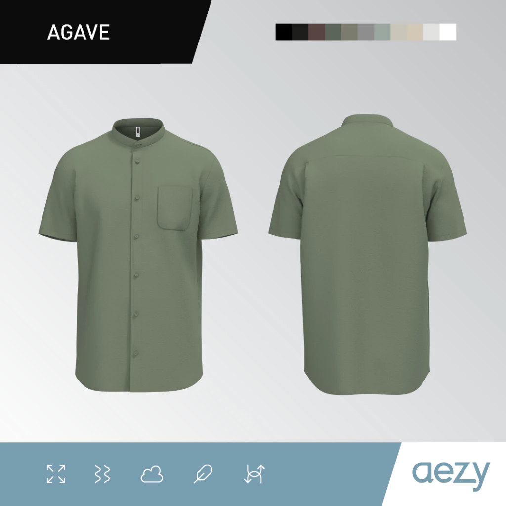 KEMEJA AEZY STAND COLLAR SHORT SLEEVE